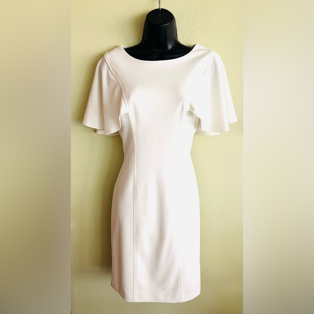 New With Tags Rue De La Paix Blanco Midi Flutter Dress Size: 6